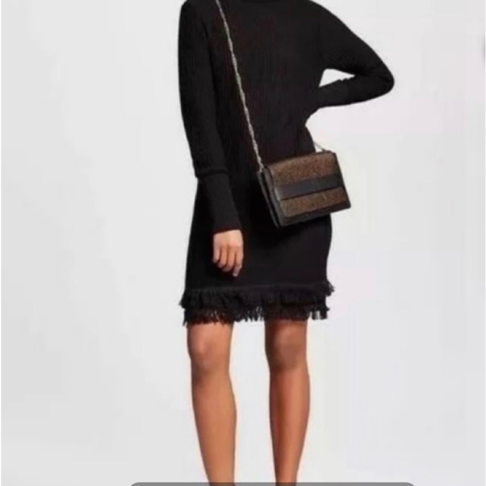 Who What Wear Black Sweater Dress Medium Fringe Long Sleeve Whimsygoth festival